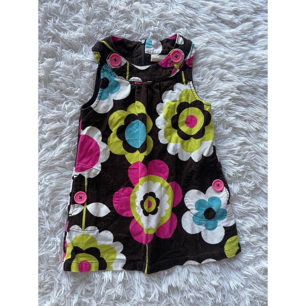 Mini Boden Floral Corduroy Pinafore Jumper Dress